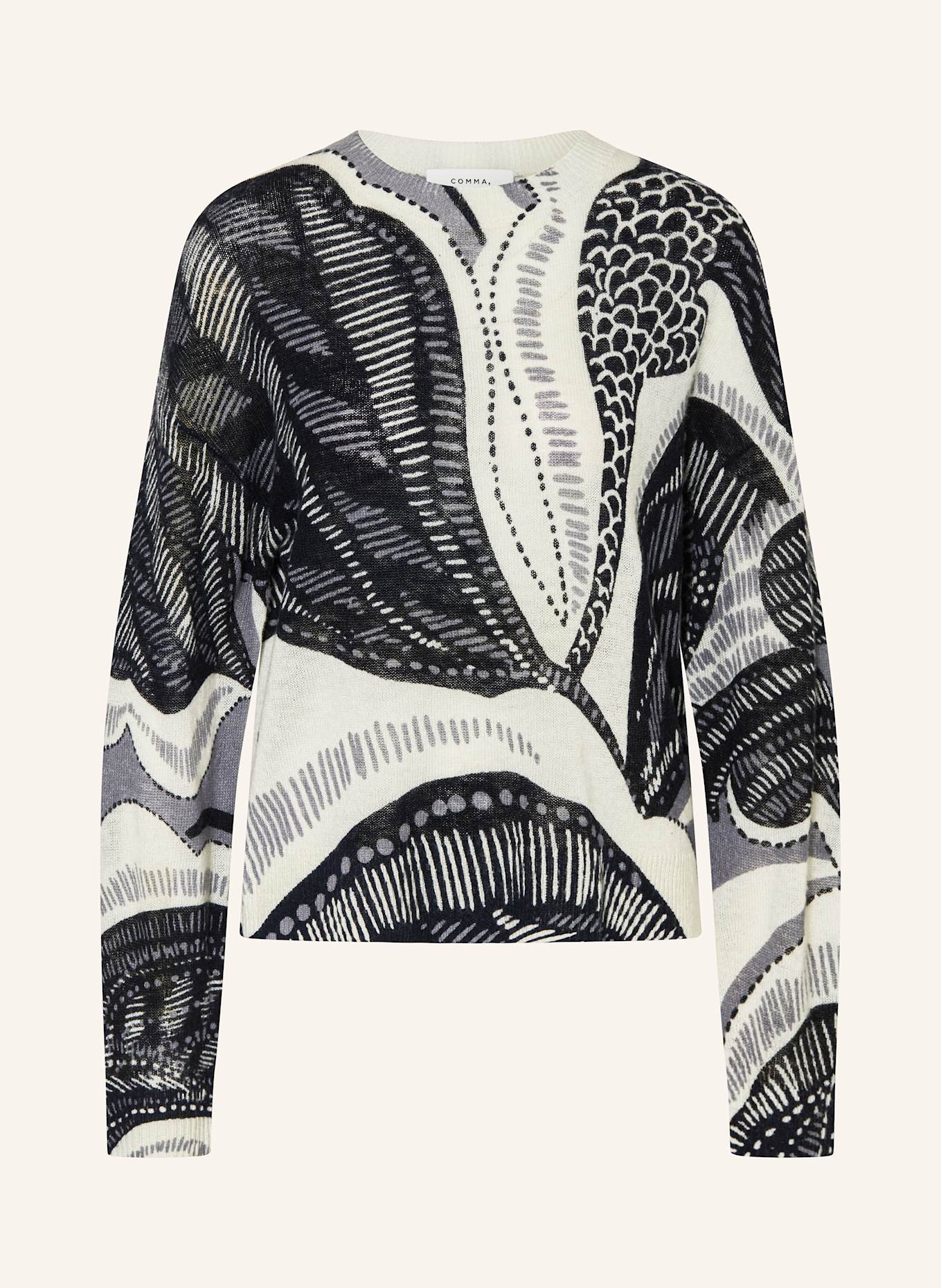 comma Pullover: DUNKELBLAU / WEISS