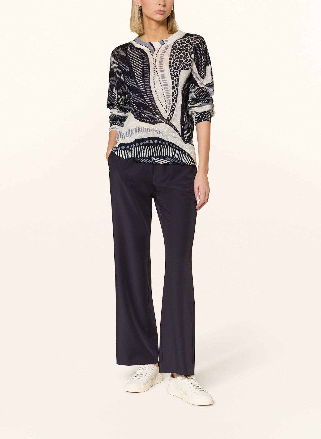 comma Pullover: DUNKELBLAU / WEISS