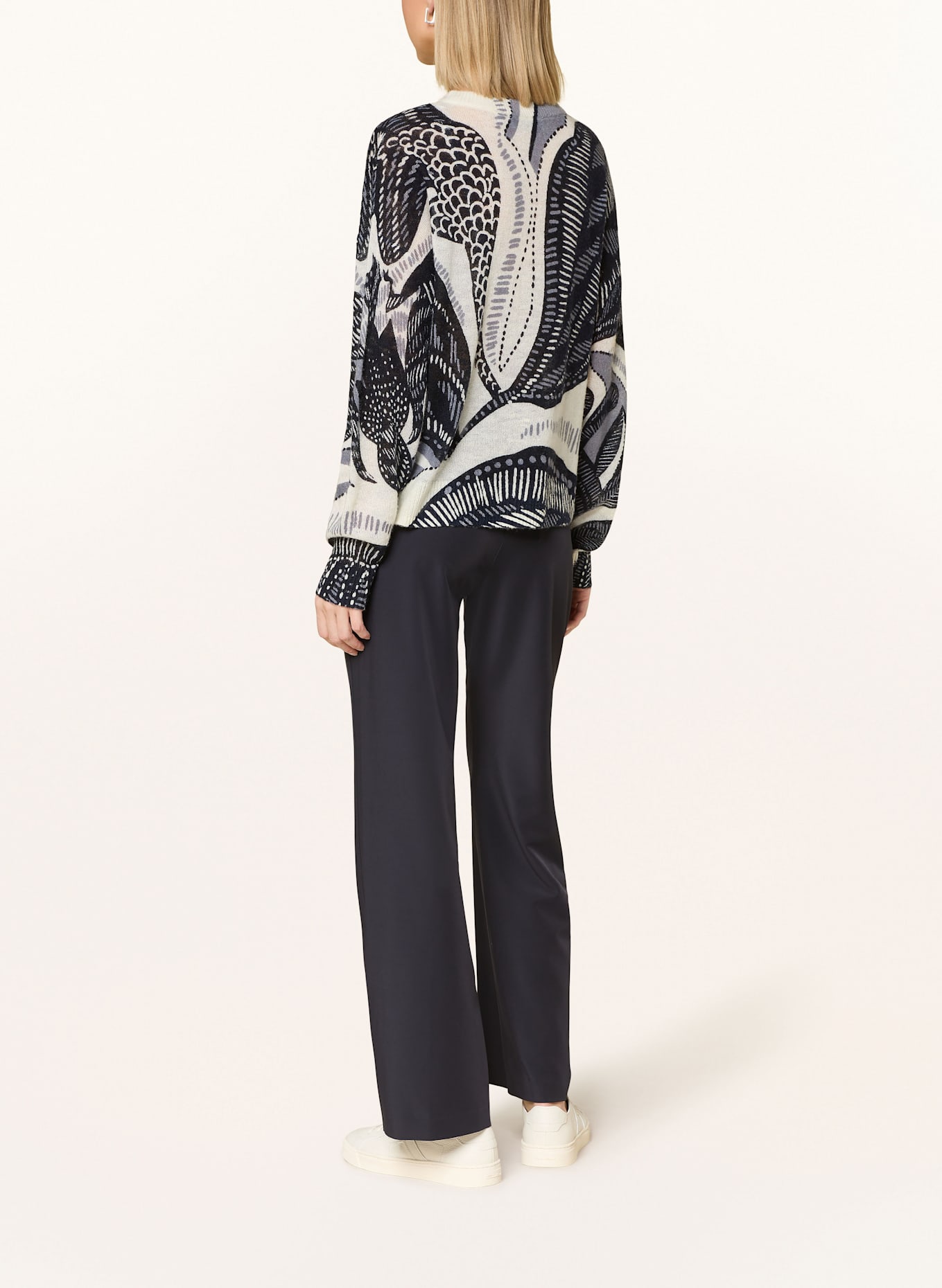 comma Pullover: DUNKELBLAU / WEISS