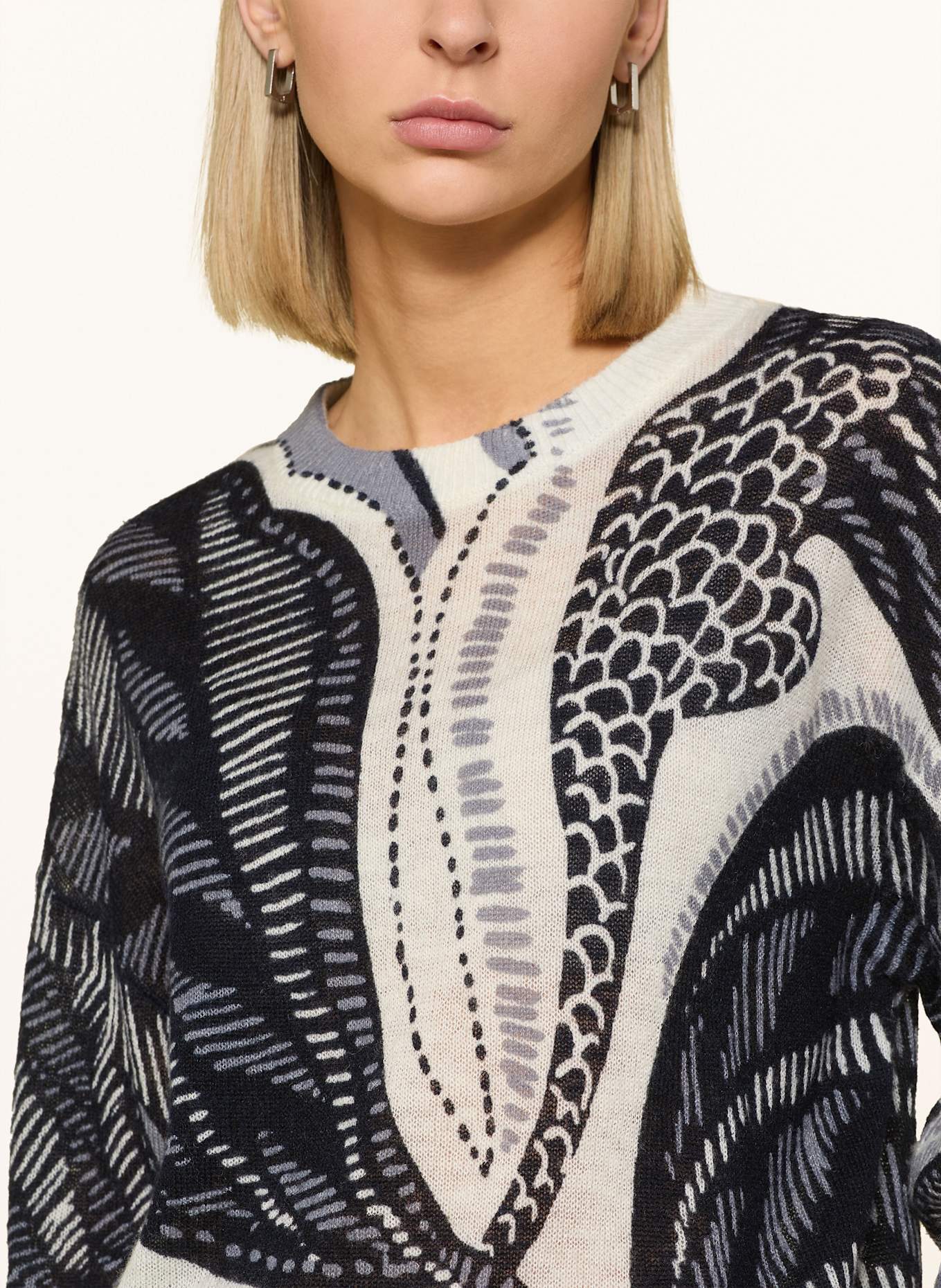 comma Pullover: DUNKELBLAU / WEISS