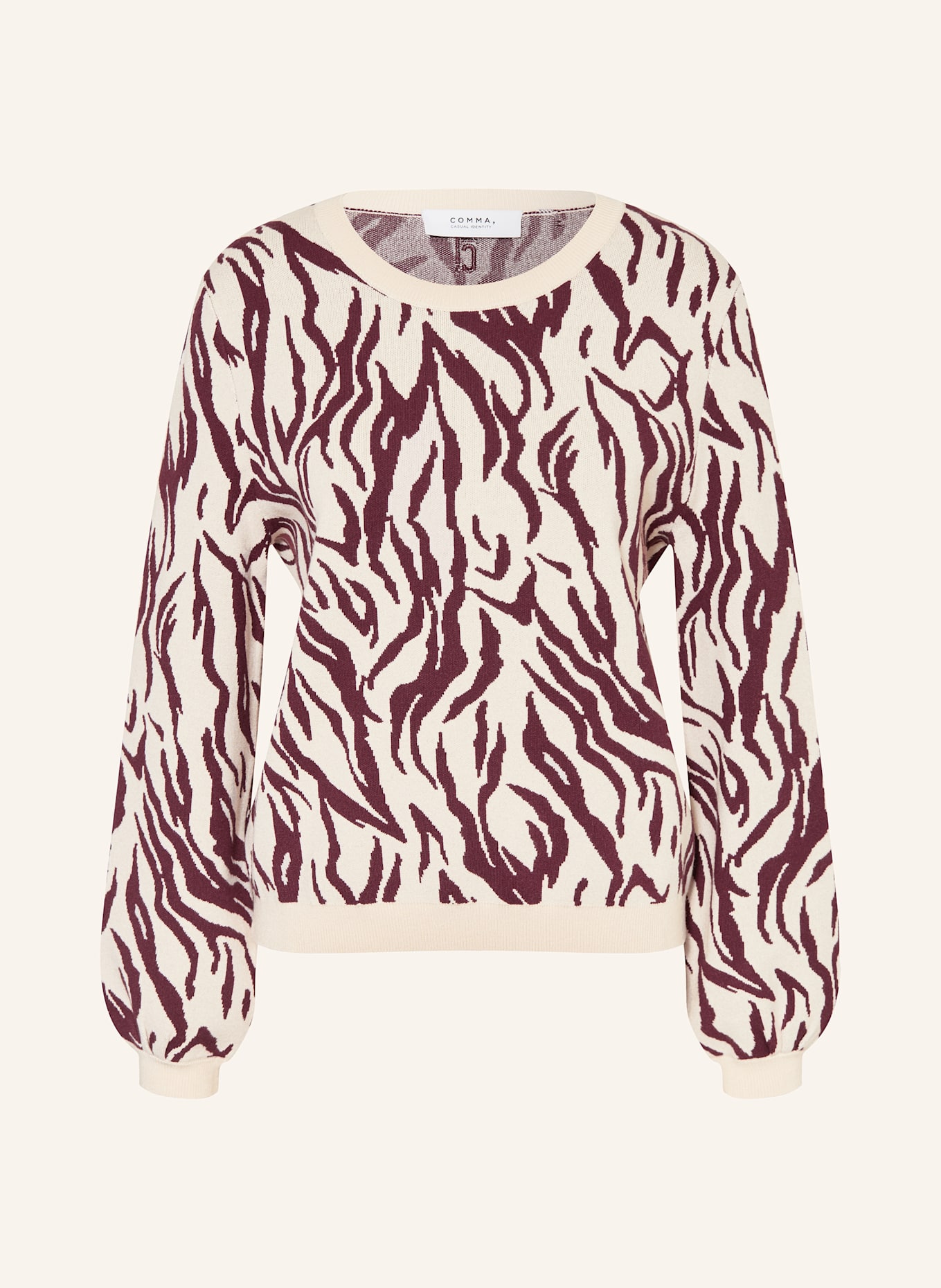 comma casual identity Pullover: BEIGE / DUNKELROT