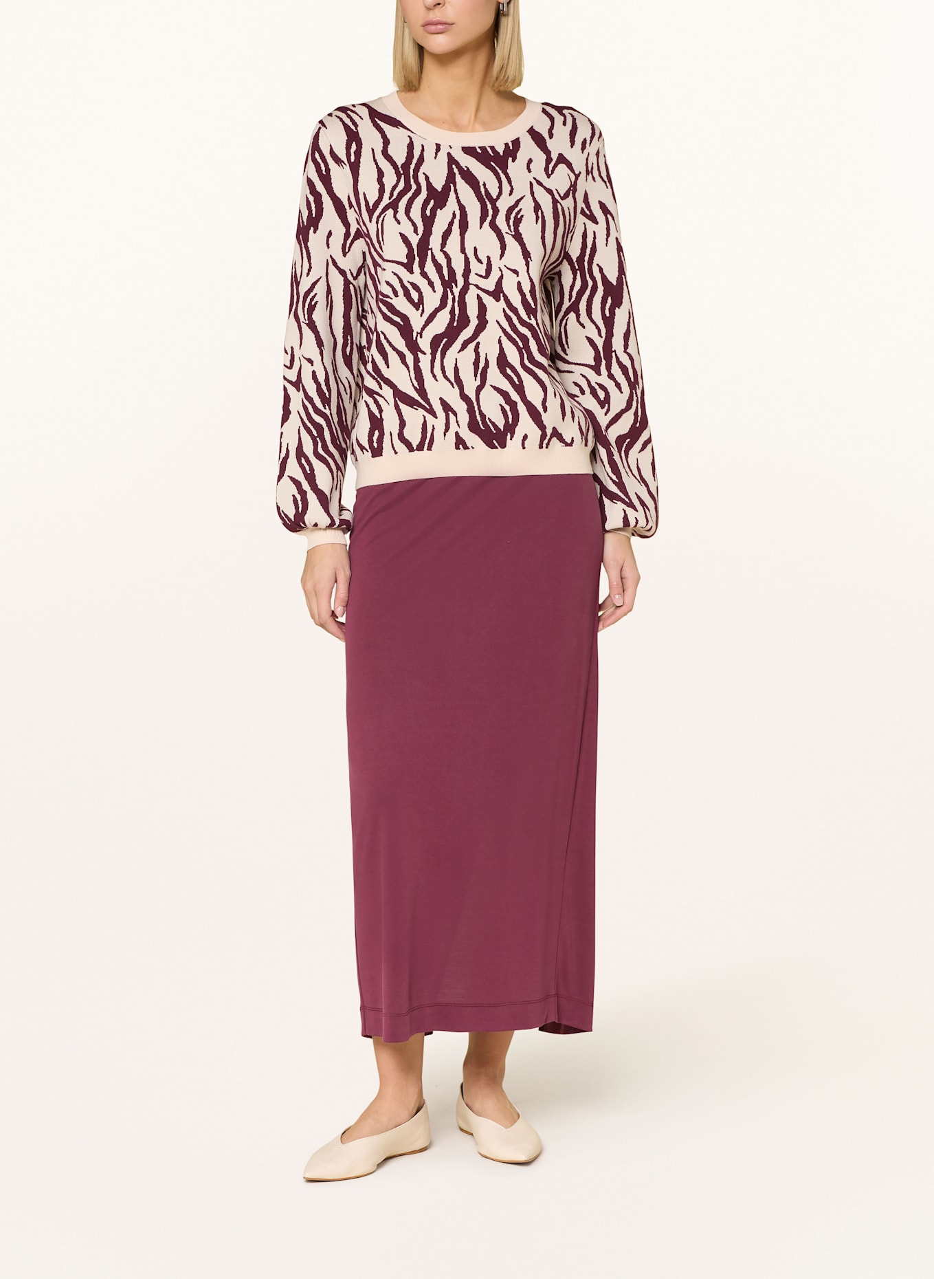 comma casual identity Pullover: BEIGE / DUNKELROT