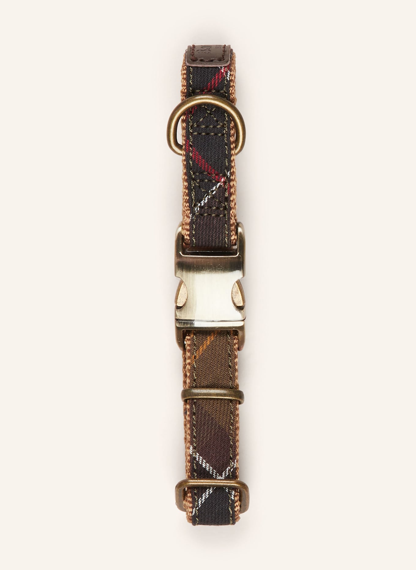 Barbour Hundehalsband TARTAN WEBBING: OLIV / DUNKELBRAUN / GELB