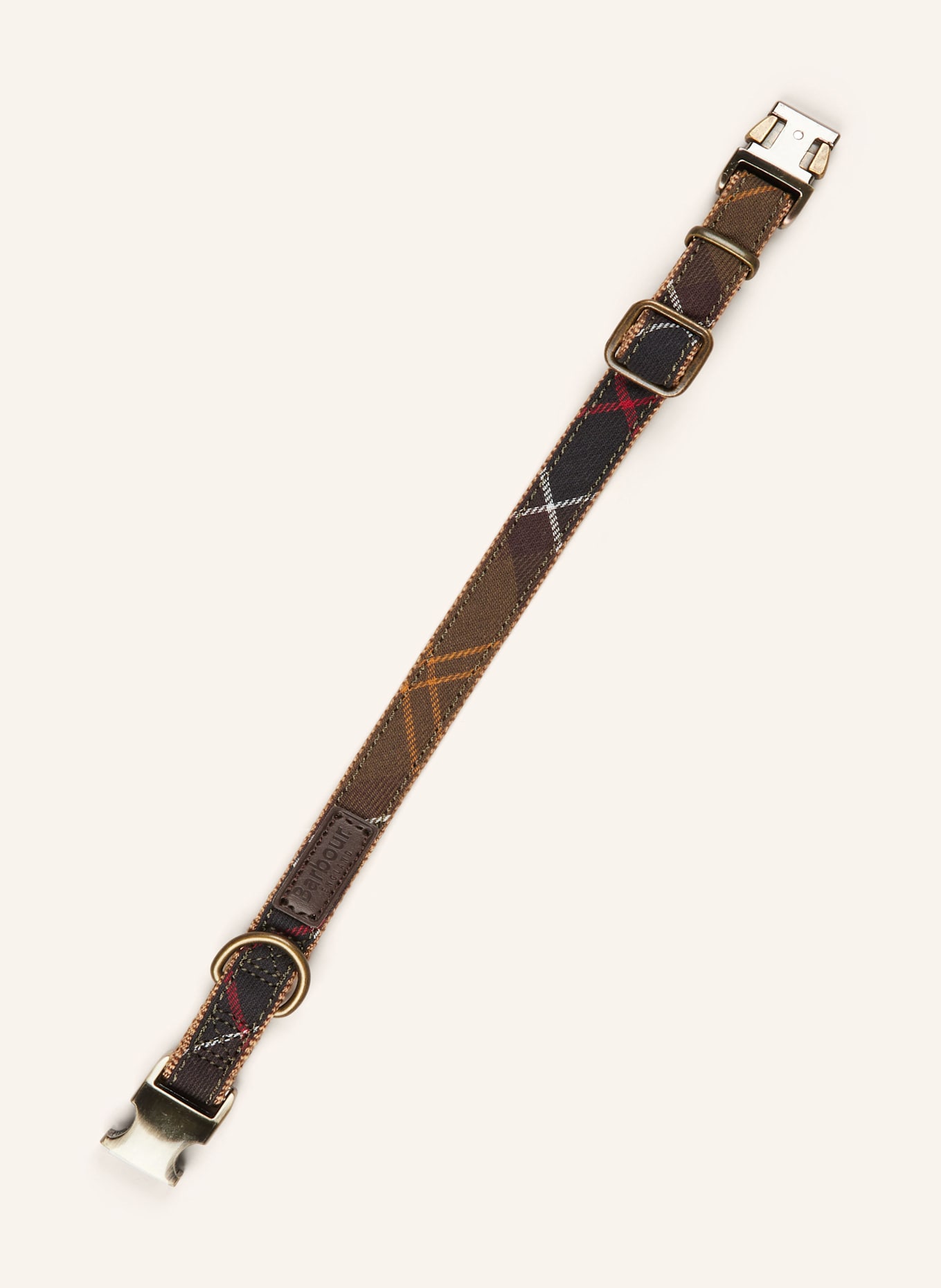 Barbour Hundehalsband TARTAN WEBBING: OLIV / DUNKELBRAUN / GELB