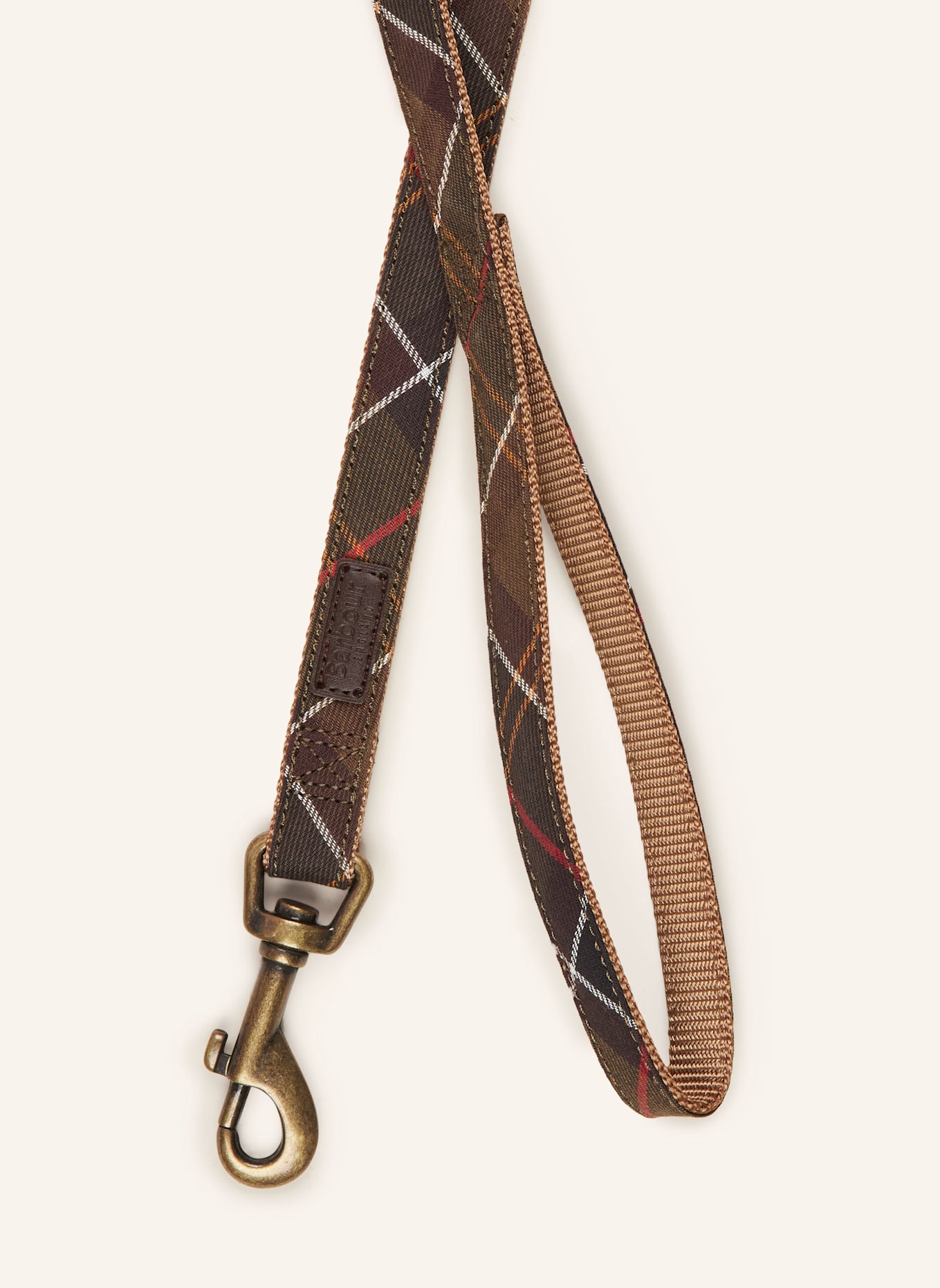 Barbour Hundeleine WEBBING: OLIV / ROT / GELB