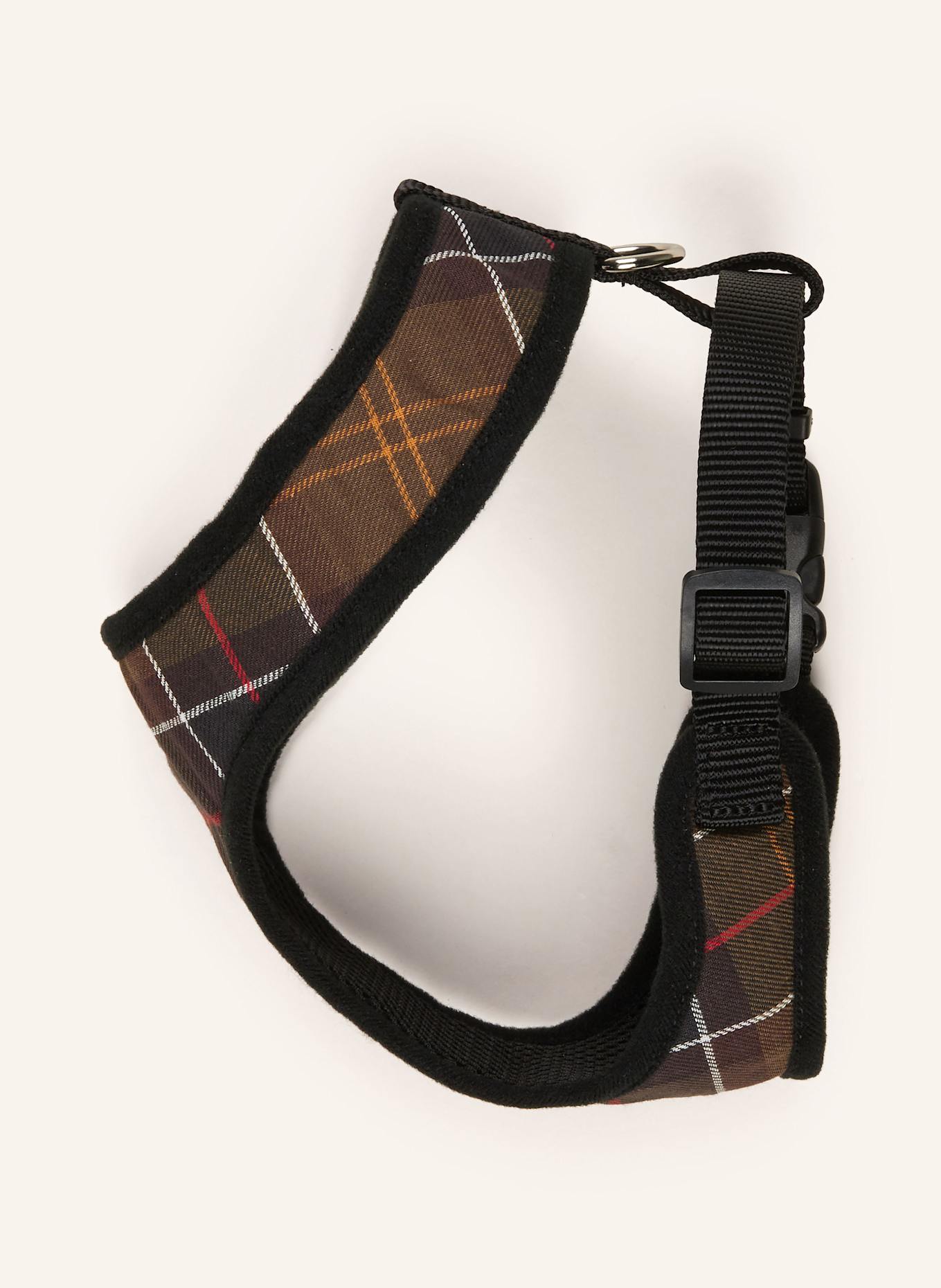 Barbour Hundegeschirr TARTAN: OLIV / DUNKELBRAUN / GELB
