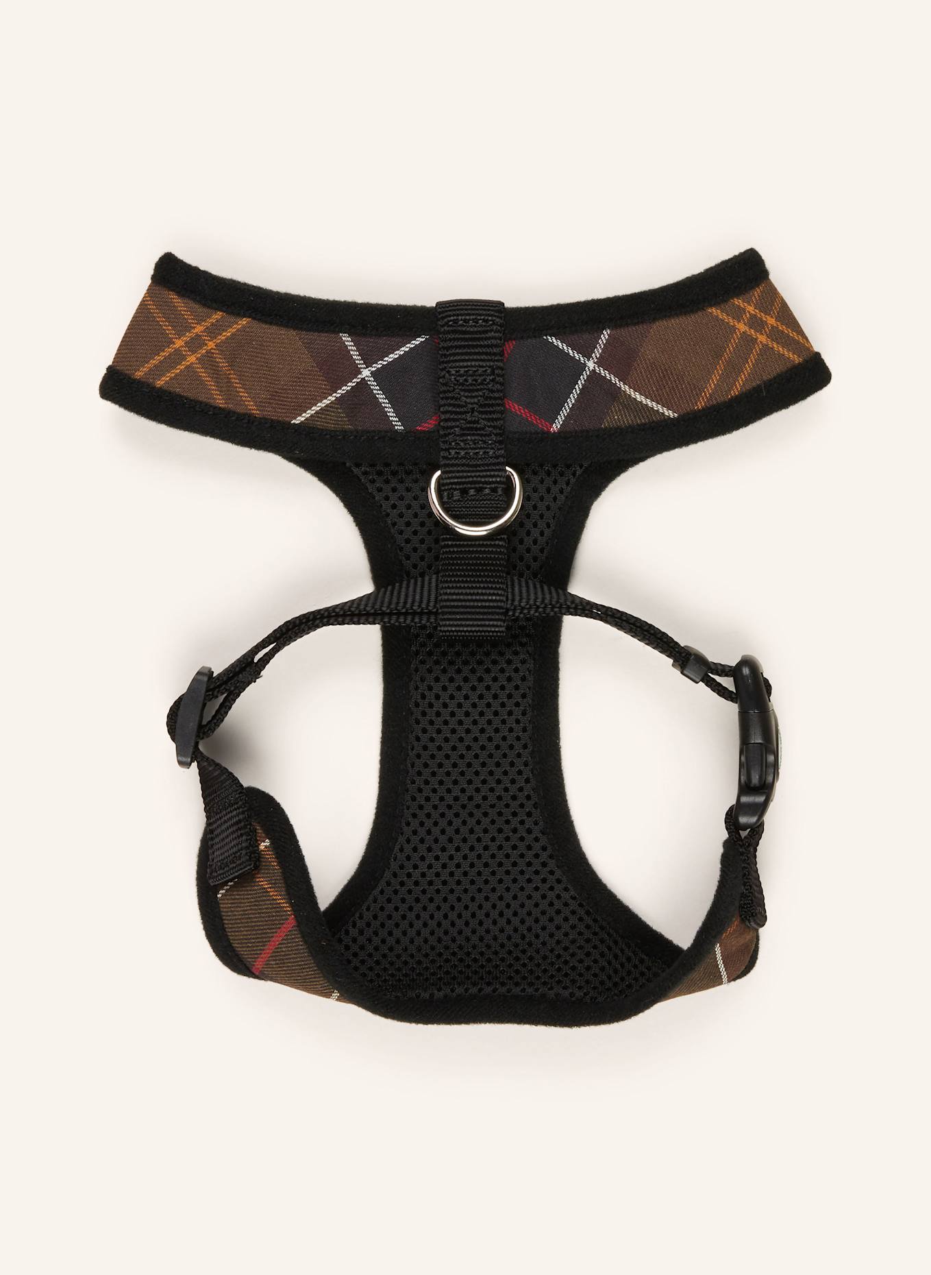 Barbour Hundegeschirr TARTAN: OLIV / DUNKELBRAUN / GELB