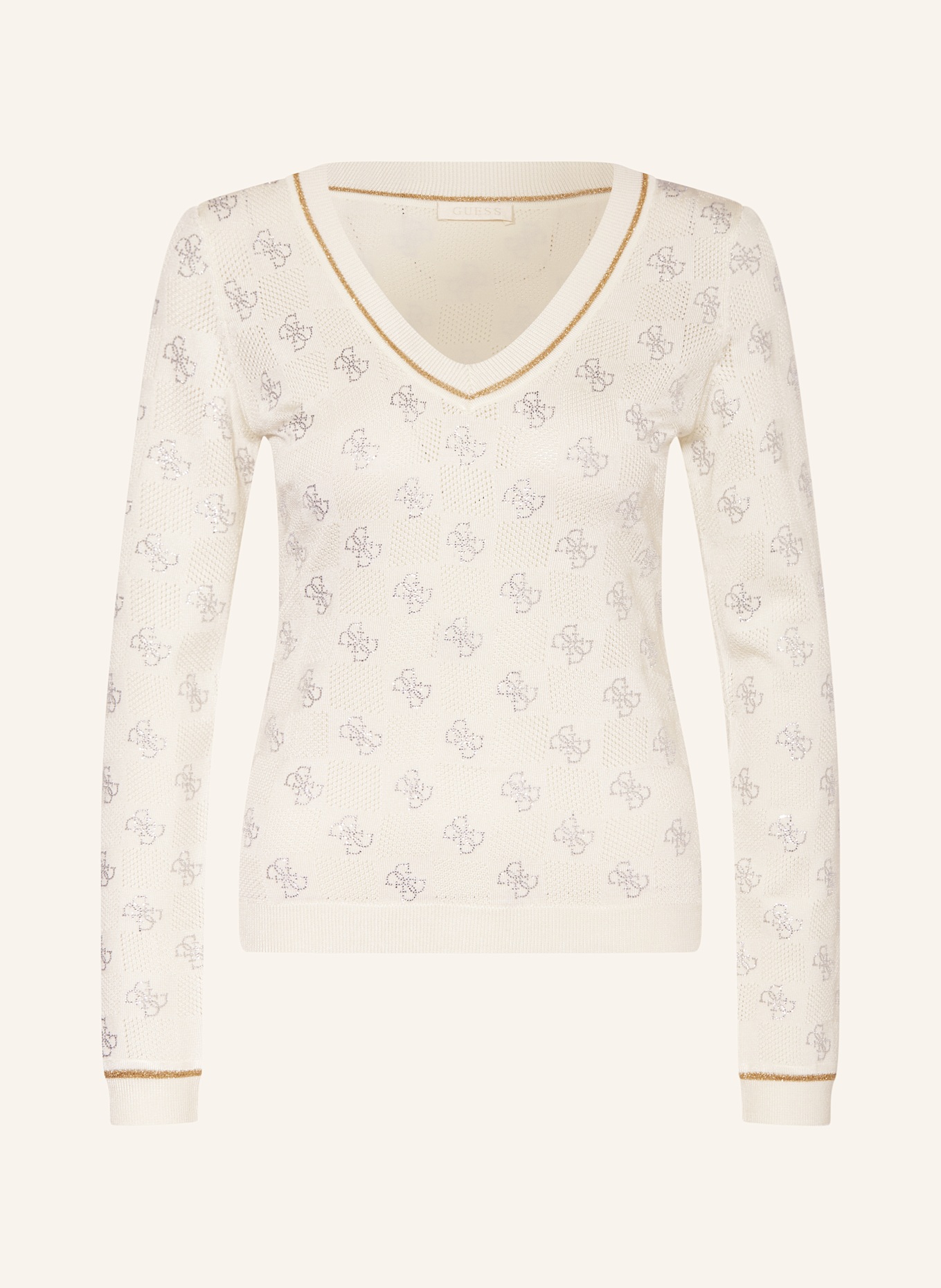 GUESS Pullover ROSIE mit Schmucksteinen: CREME / GOLD