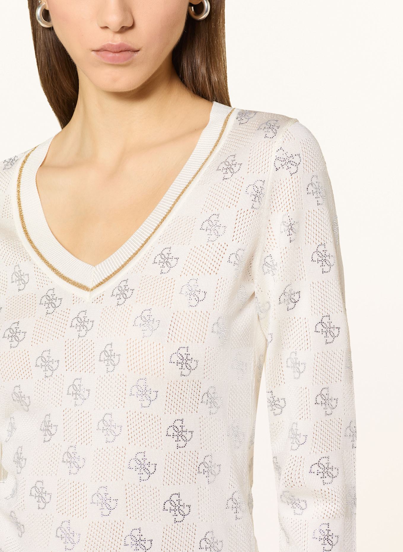 GUESS Pullover ROSIE mit Schmucksteinen: CREME / GOLD