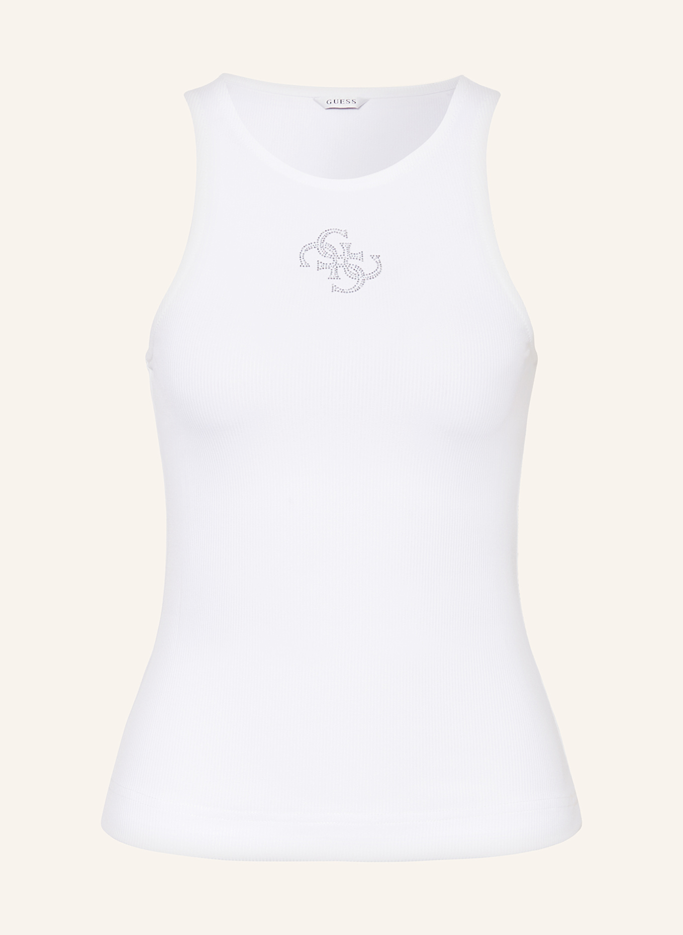GUESS Top GUENDALINA with decorative gems: WHITE