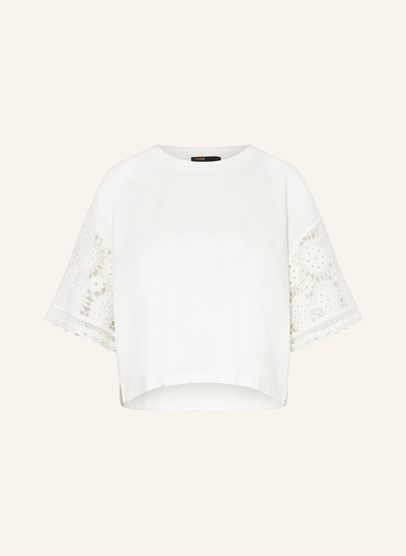 maje T-Shirt mit Spitze: WEISS