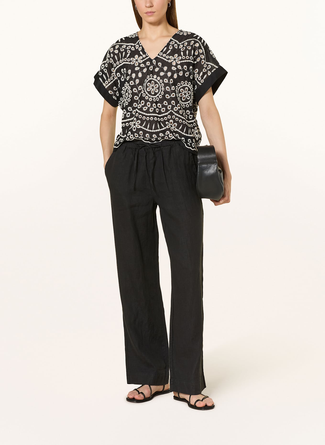 Marc O'Polo Pantalon de jogging en lin: NOIR