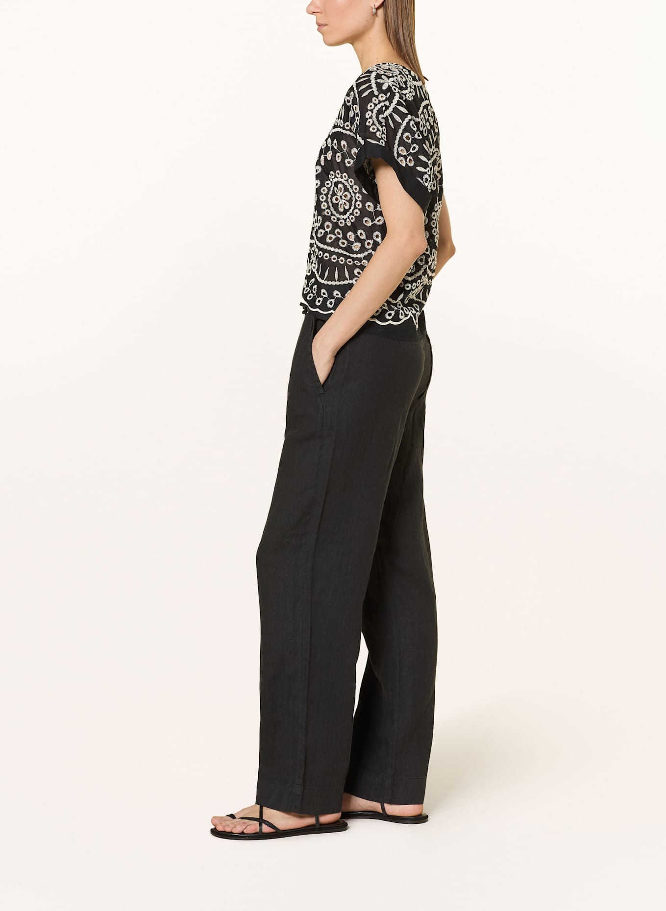 Marc O'Polo Pantalon de jogging en lin: NOIR