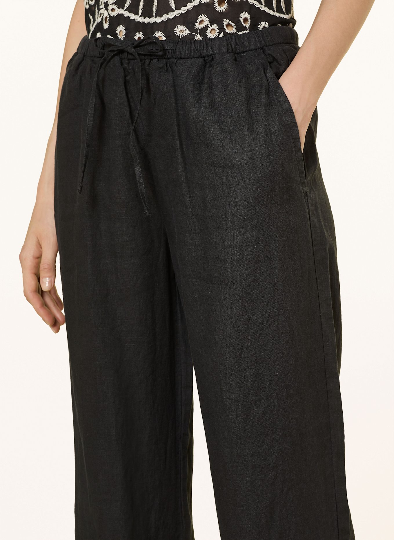 Marc O'Polo Pantalon de jogging en lin: NOIR