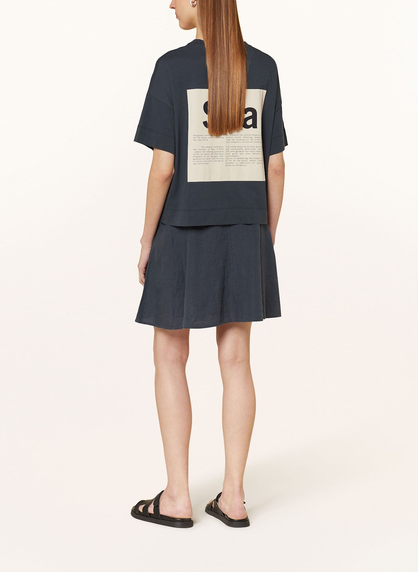 Marc O'Polo Lněná sukně: TMAVĚ MODRÁ