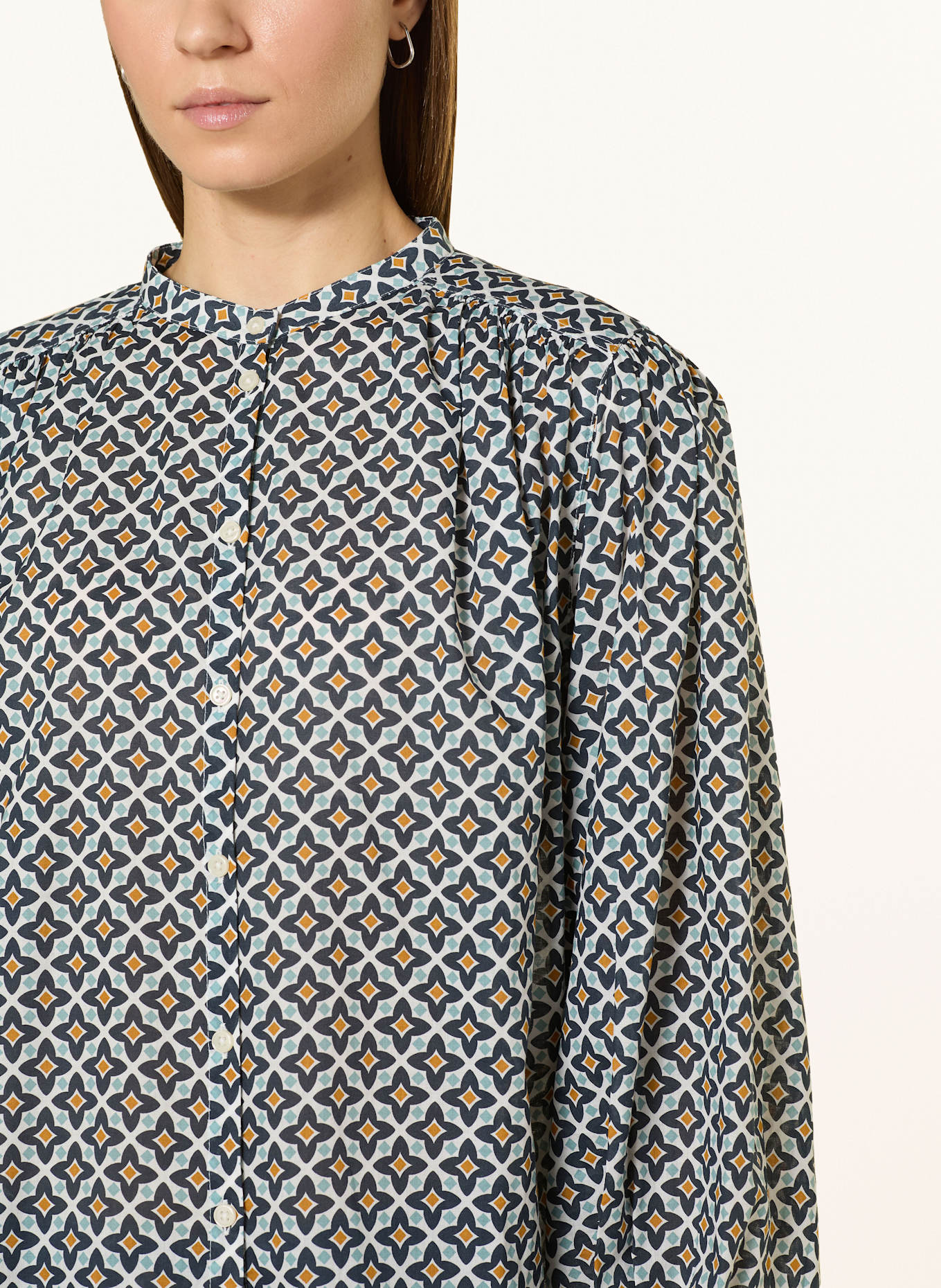 Marc O'Polo chemisier: BLEU FONCÉ / BLANC / ORANGE