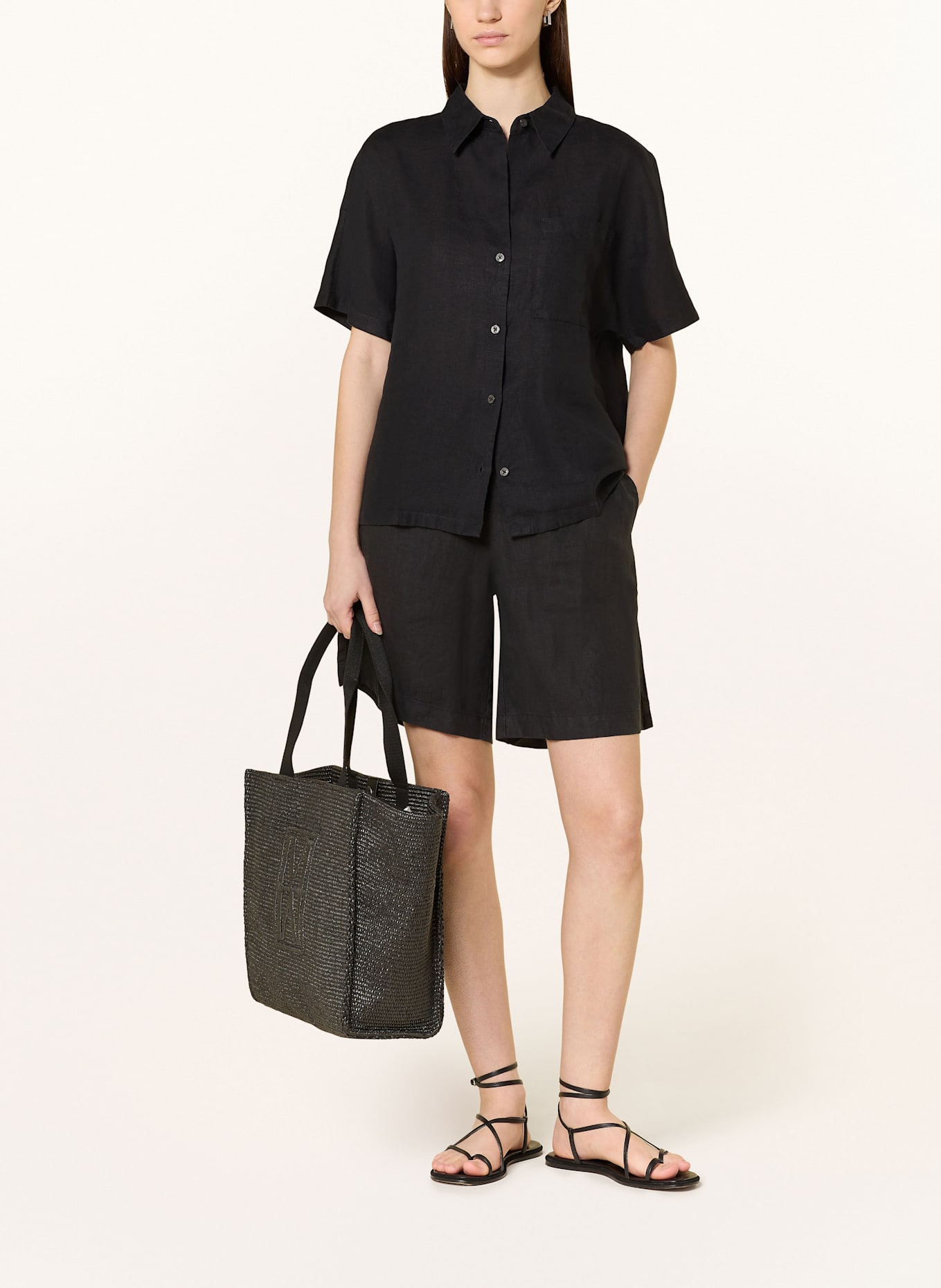 Marc O'Polo Hemdbluse aus Leinen: SCHWARZ