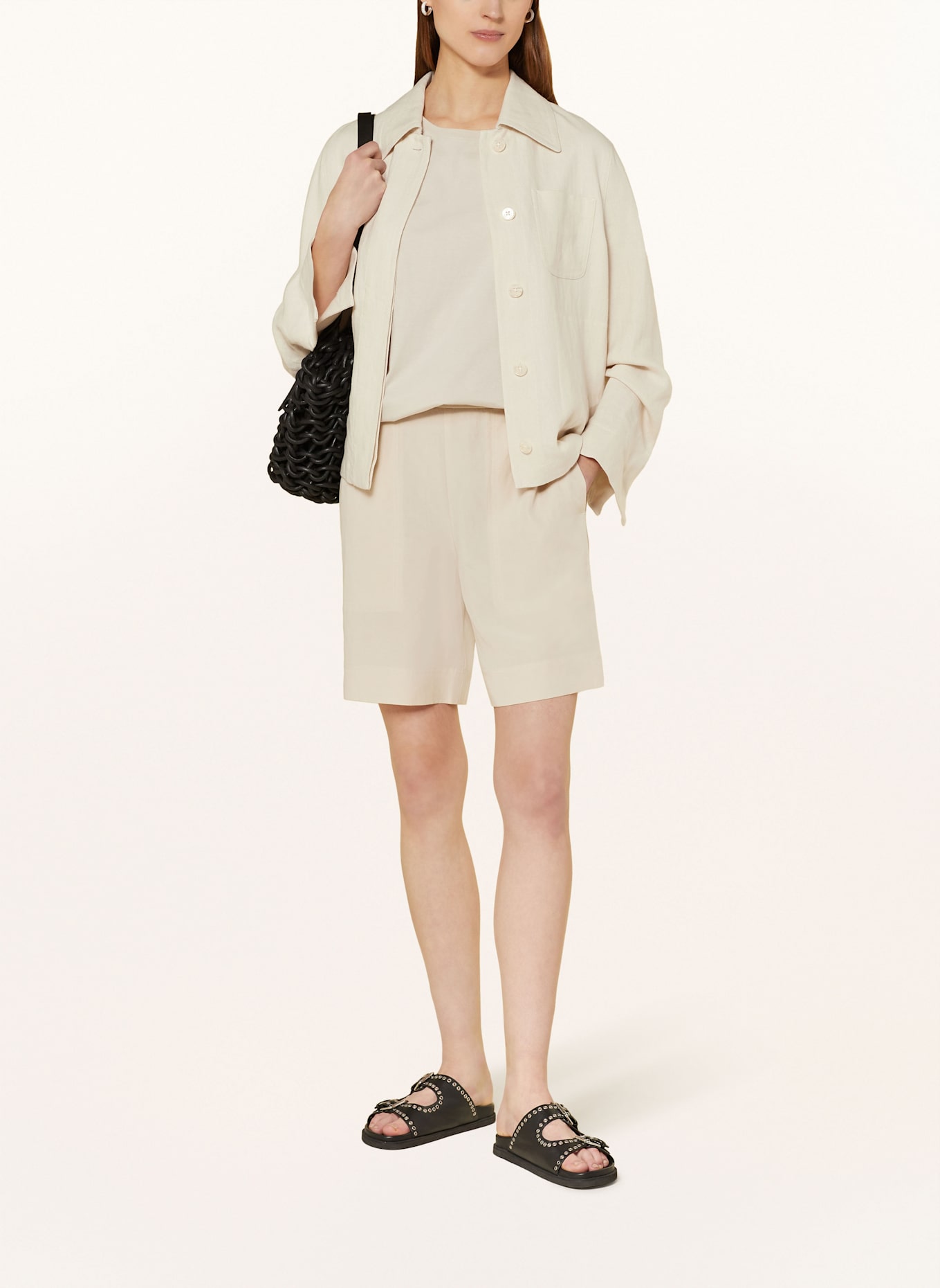 Marc O'Polo T-Shirt im Materialmix: BEIGE