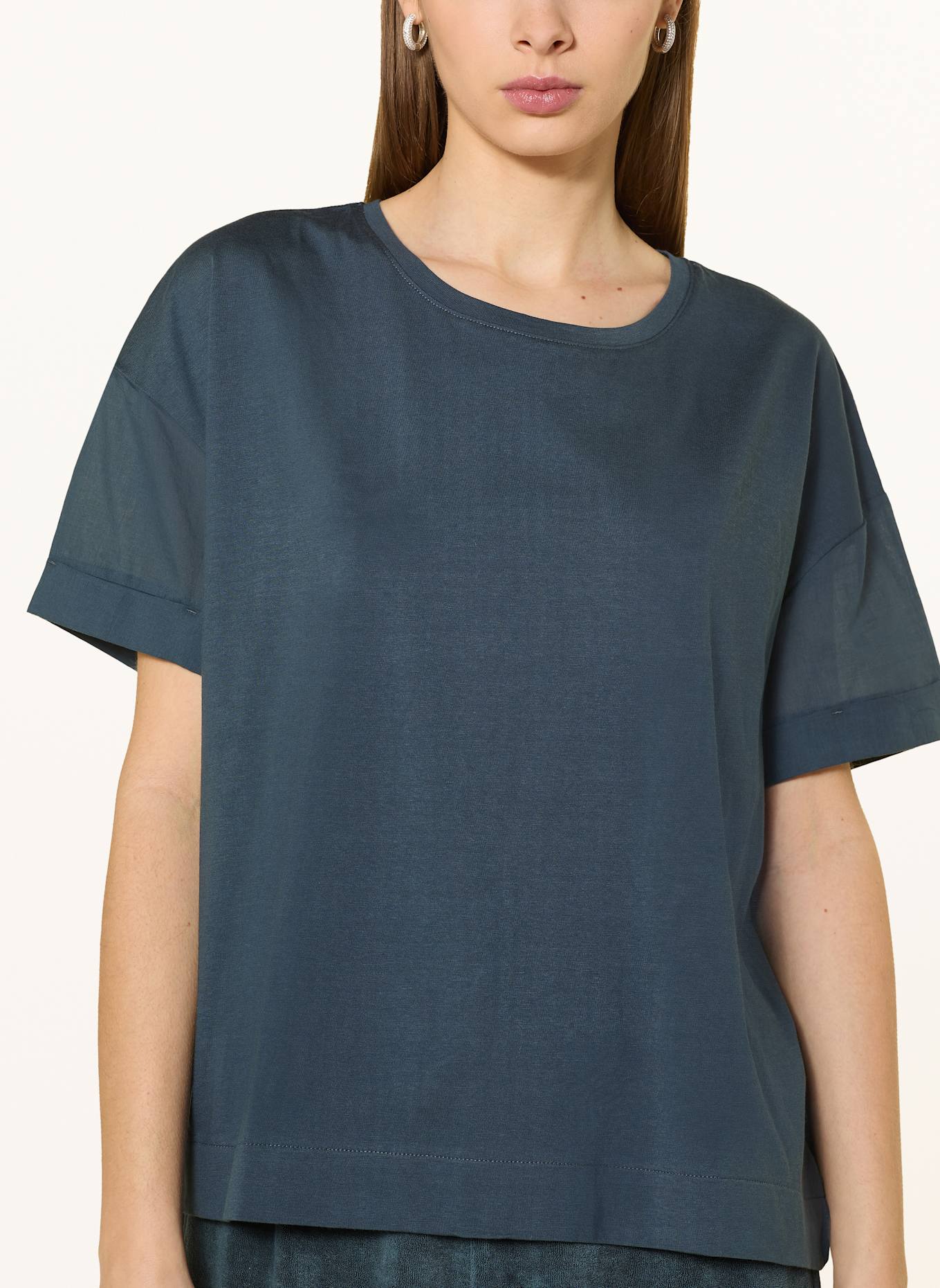 Marc O'Polo T-Shirt im Materialmix: DUNKELBLAU