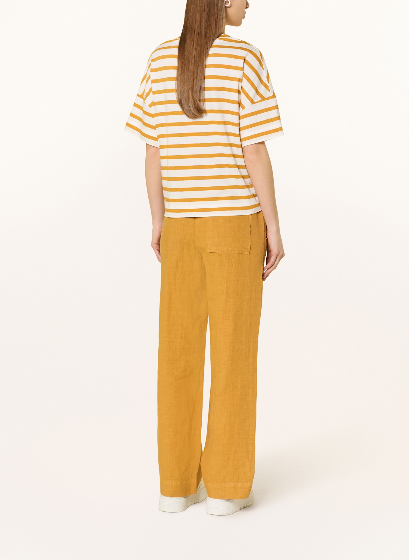 Marc O'Polo T-shirt: BIAŁY / CIEMNOŻÓŁTY