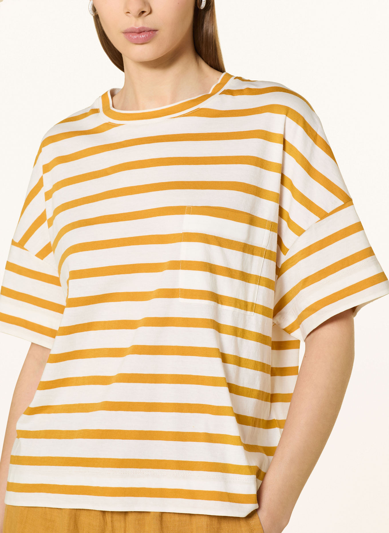 Marc O'Polo T-shirt: BIAŁY / CIEMNOŻÓŁTY