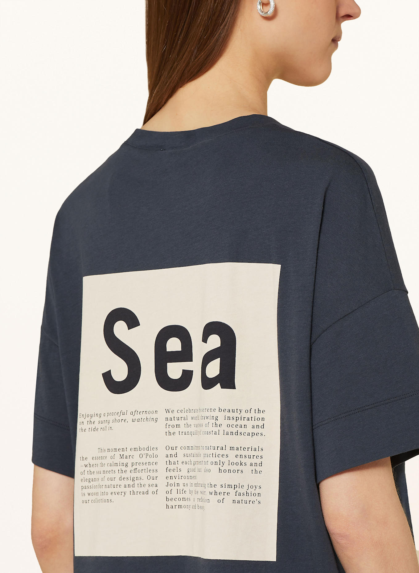 Marc O'Polo T-Shirt: DUNKELBLAU / CREME