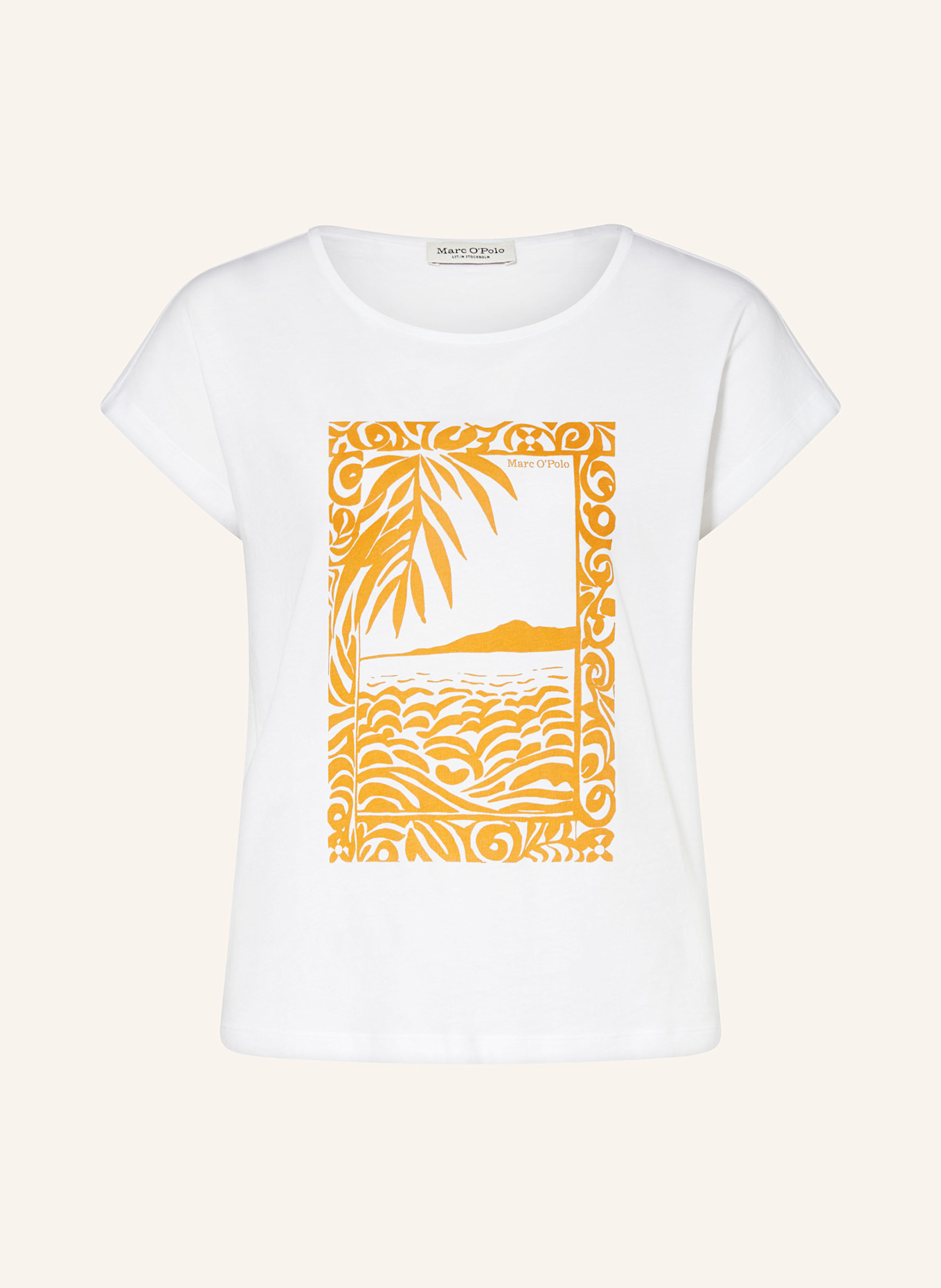 Marc O'Polo Tričko: BÍLÁ / TMAVĚ ŽLUTÁ