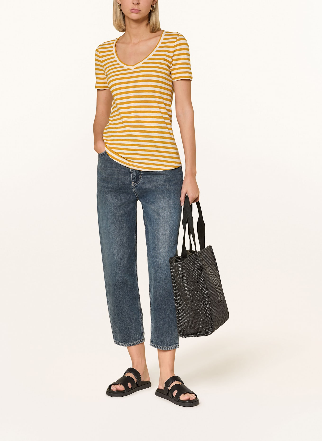 Marc O'Polo Strickshirt: WEISS / DUNKELGELB