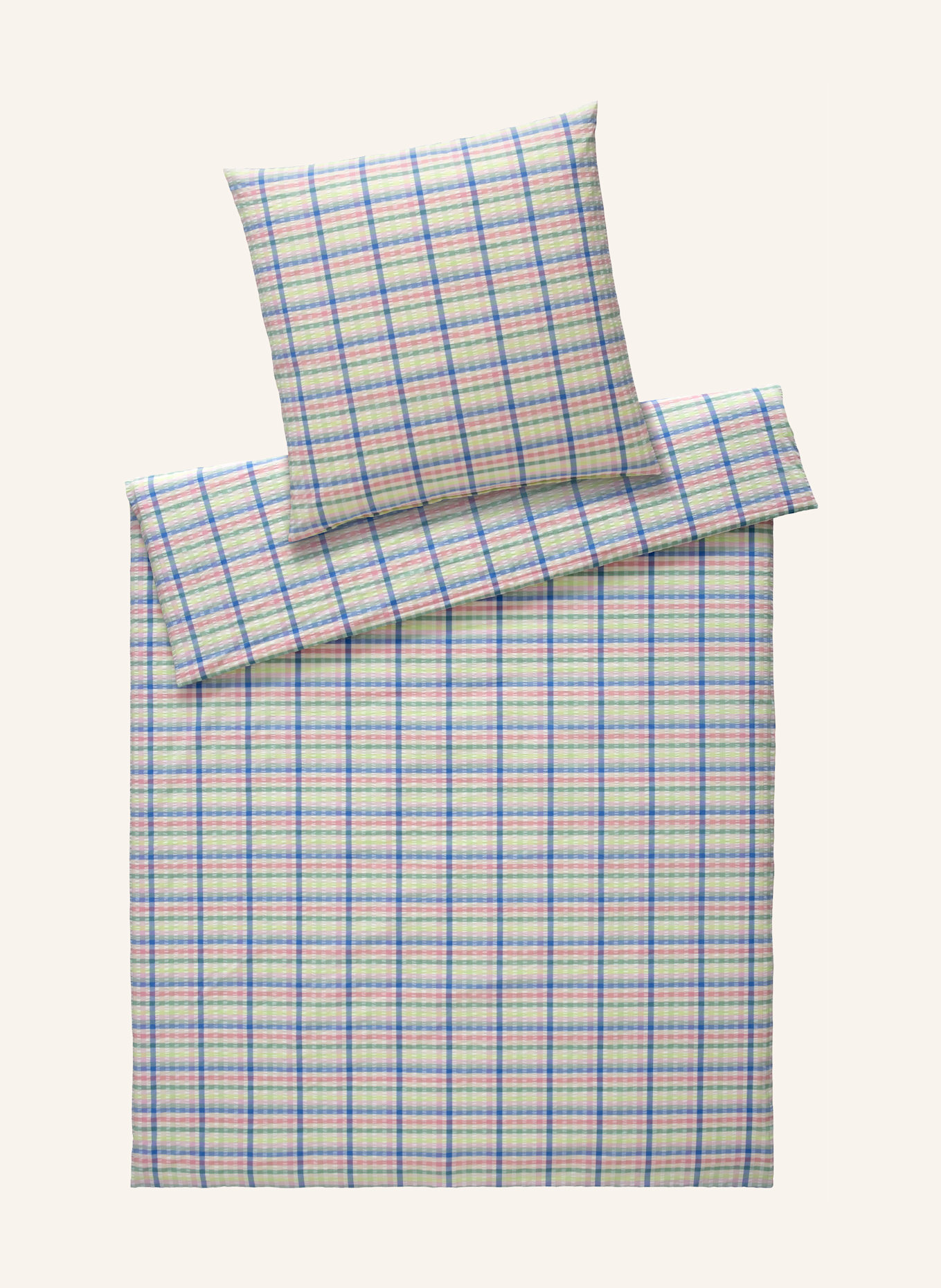 elegante Bettwäsche GUDHJEM: BLAU / GRÜN / CREME