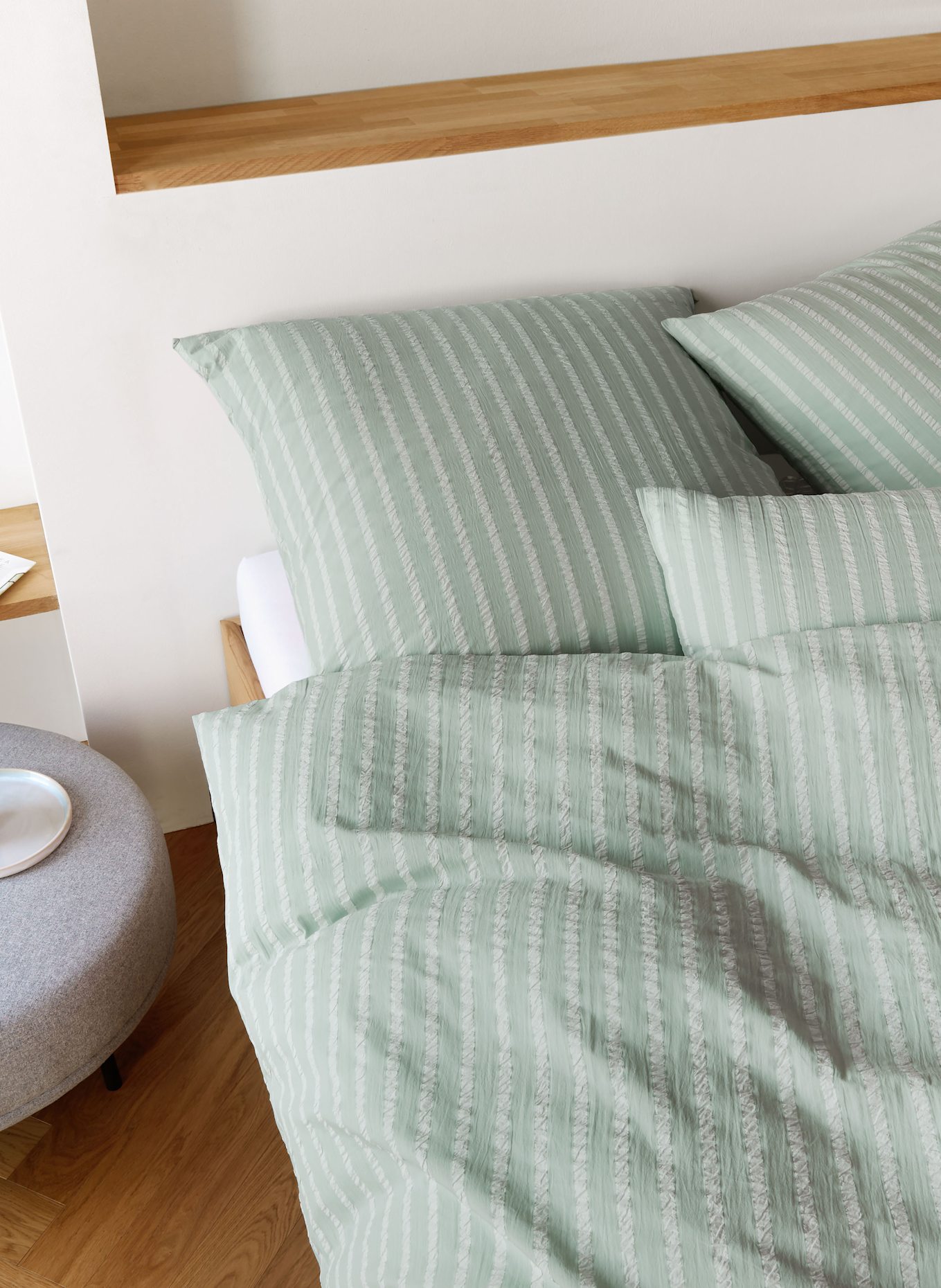 elegante Linge de lit SANDVIG: MENTHE/ BLANC