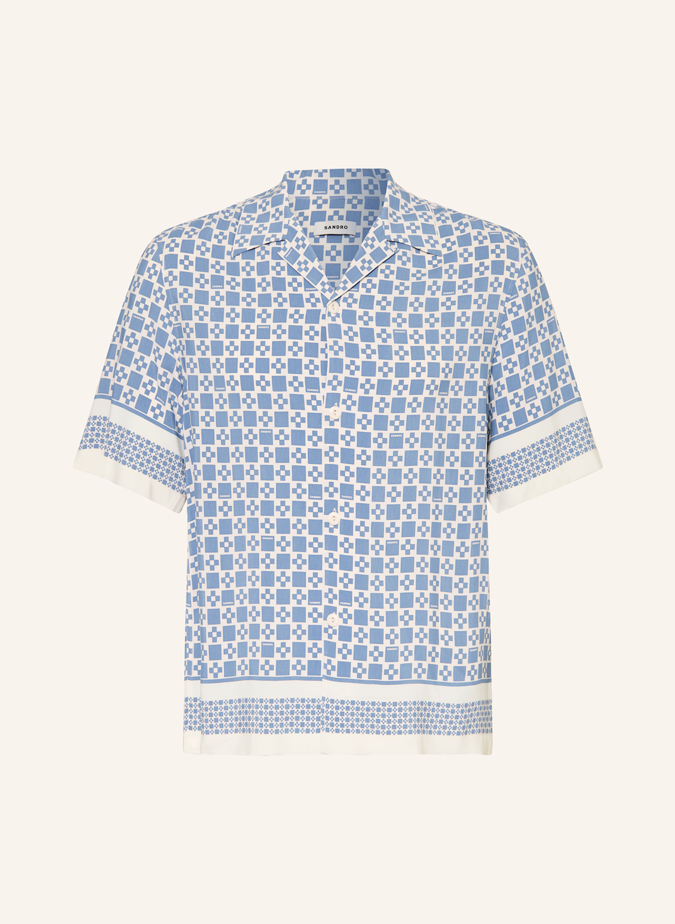 SANDRO Resorthemd Slim Fit aus Satin: BLAU/ WEISS