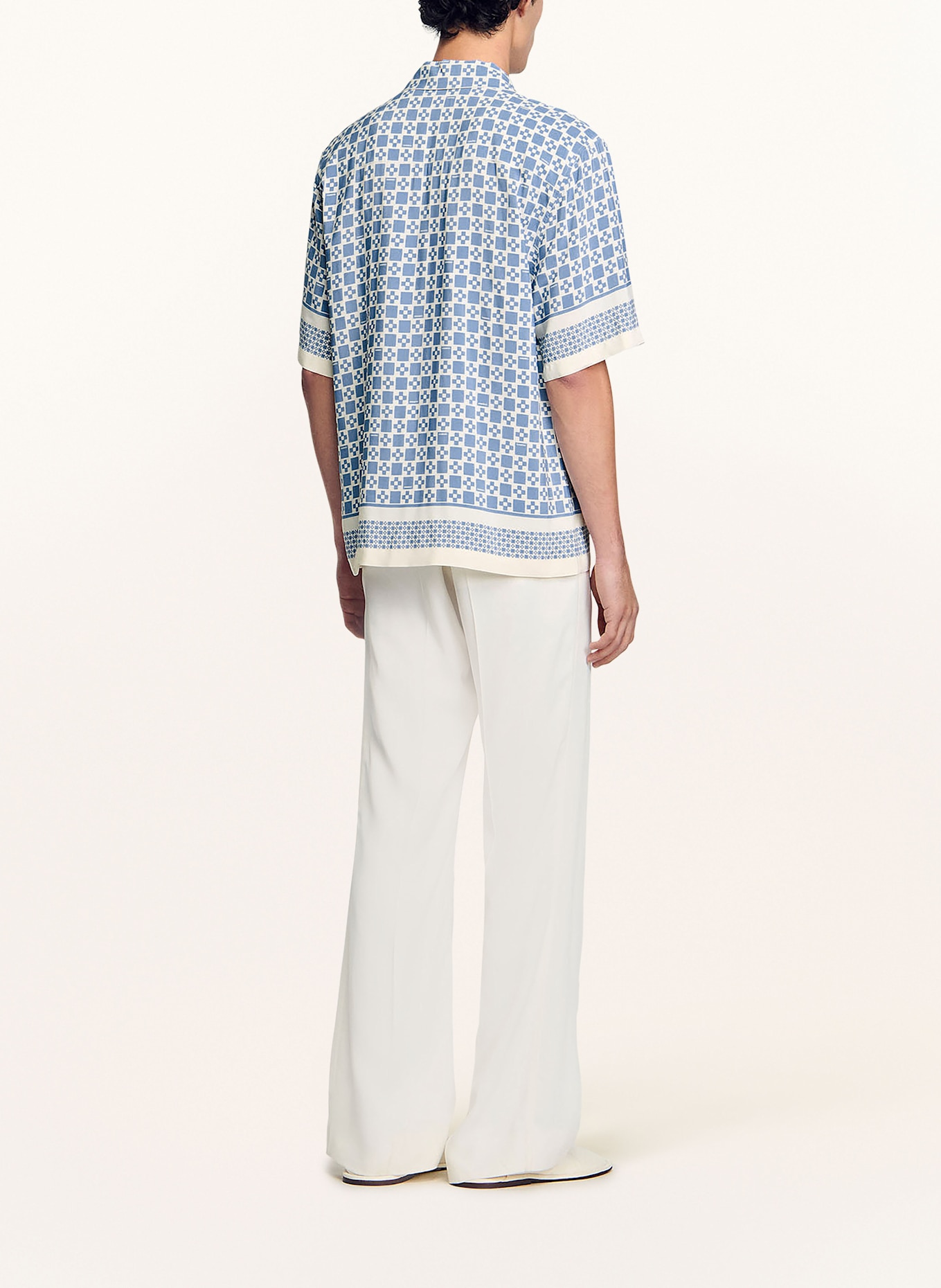 SANDRO Resorthemd Slim Fit aus Satin: BLAU/ WEISS