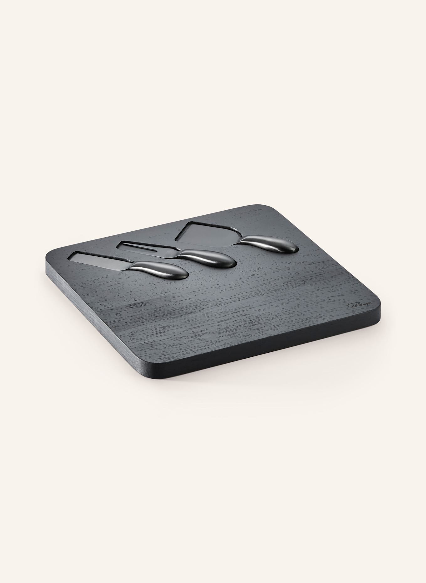 PHILIPPI Zestaw: Deska do serów z 3 sztućcami do serwowania: CZARNY
