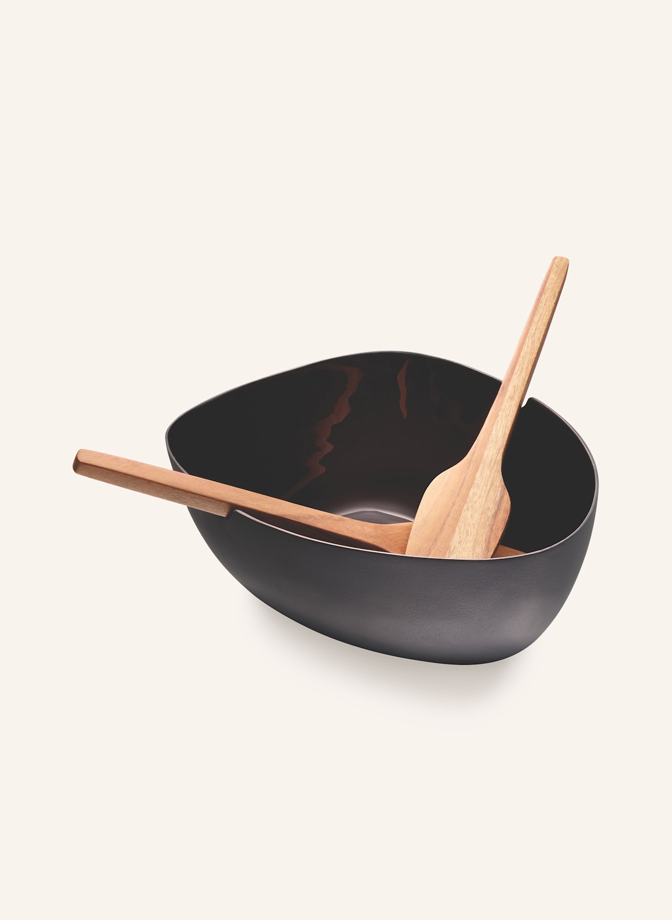 PHILIPPI Zestaw 3 szt.: Miska do sałatki BOAT ze sztućcami: CZARNY