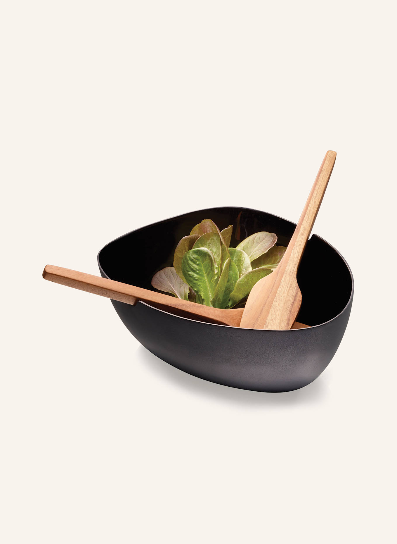 PHILIPPI Zestaw 3 szt.: Miska do sałatki BOAT ze sztućcami: CZARNY