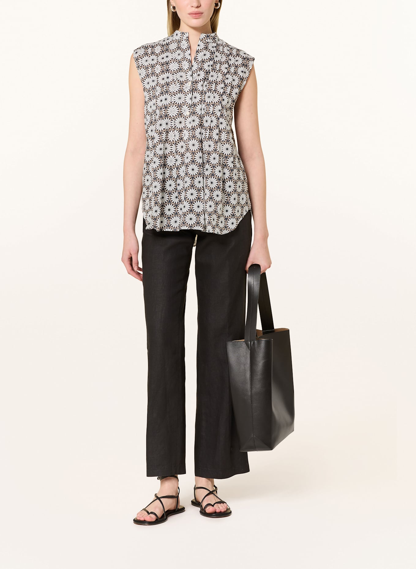 Marc O'Polo Blusentop: WEISS / DUNKELBLAU / BRAUN