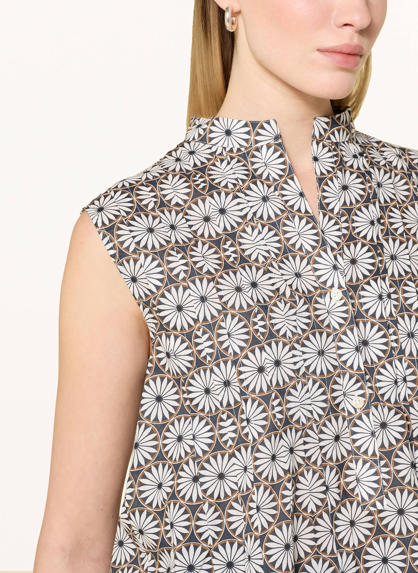 Marc O'Polo Blusentop: WEISS / DUNKELBLAU / BRAUN