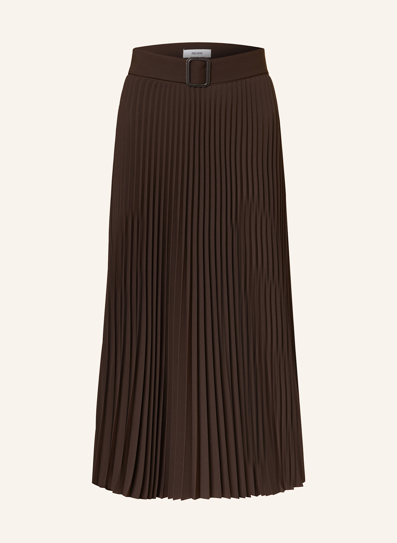 REISS Jupe plissée AVA: MARRON FONCÉ