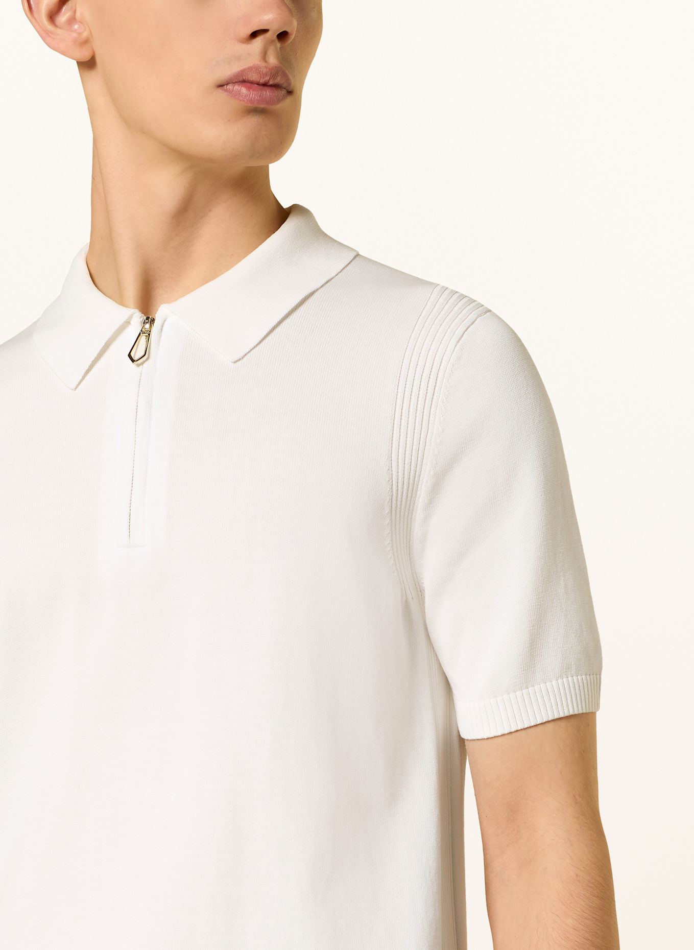 REISS Knitted polo shirt BERKLEY, Color: WHITE (Image 4)