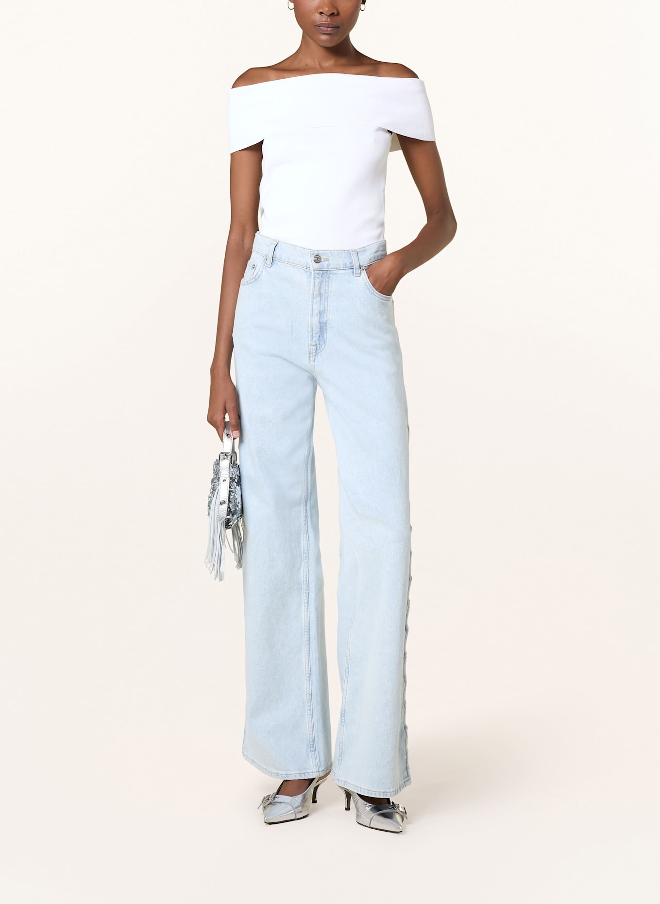 maje Off-Shoulder-Top: CREME