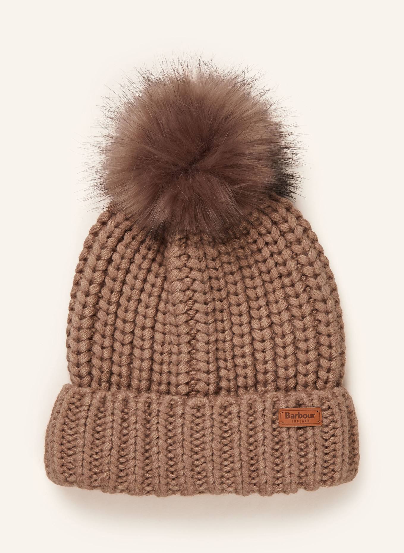 Barbour Mütze mit Kunstpelz: HELLBRAUN