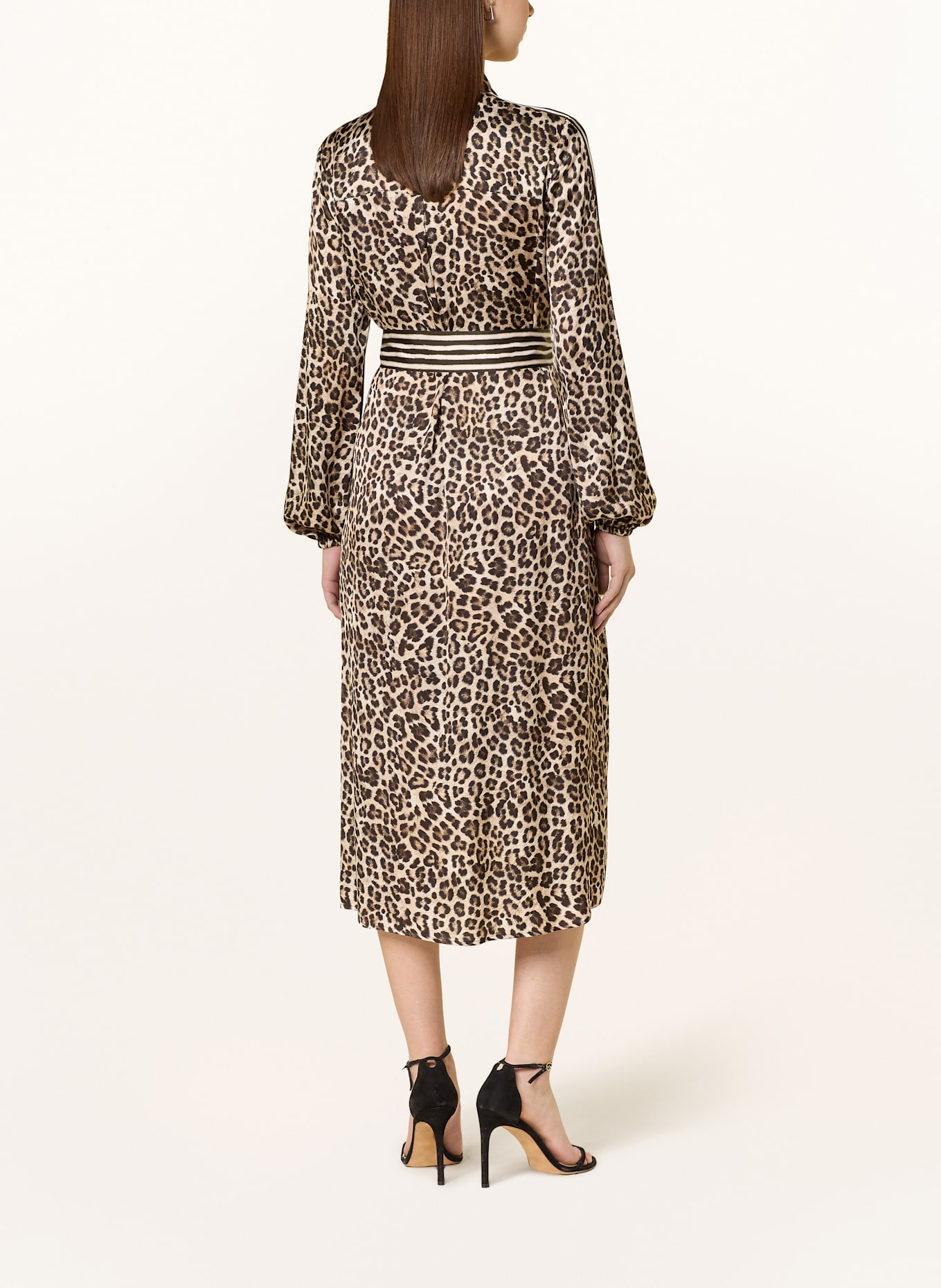 MARC AUREL Hemdblusenkleid aus Satin: CAMEL / ECRU / SCHWARZ