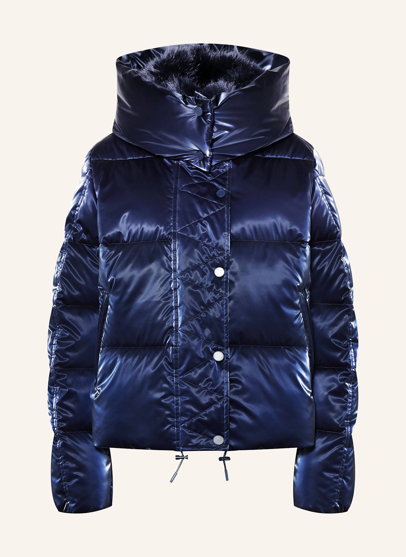 MARC AUREL Steppjacke mit abnehmbarer Kapuze und Kunstfell: DUNKELBLAU