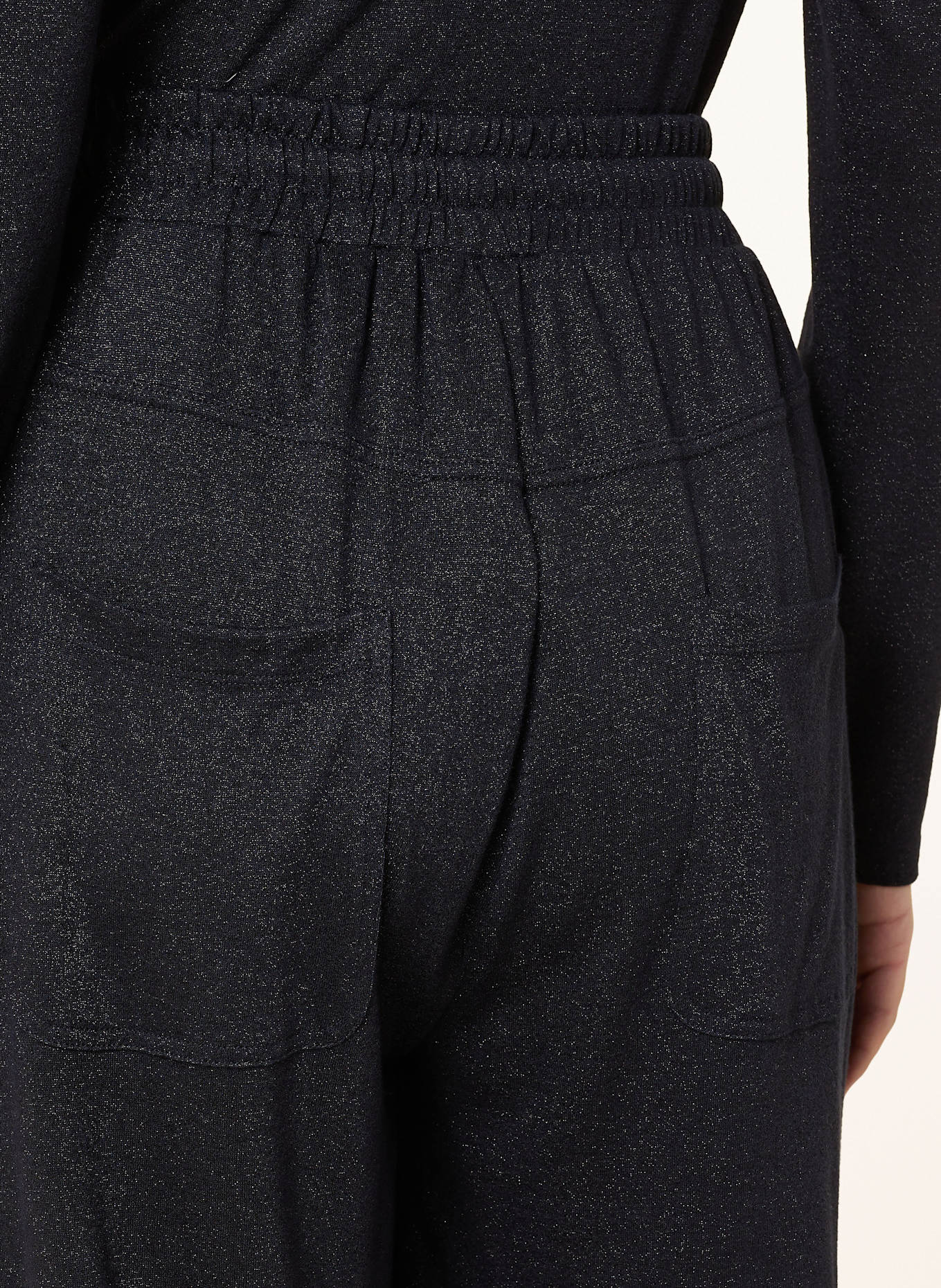 MARC AUREL Marlenehose aus Jersey mit Glitzergarn: DUNKELBLAU