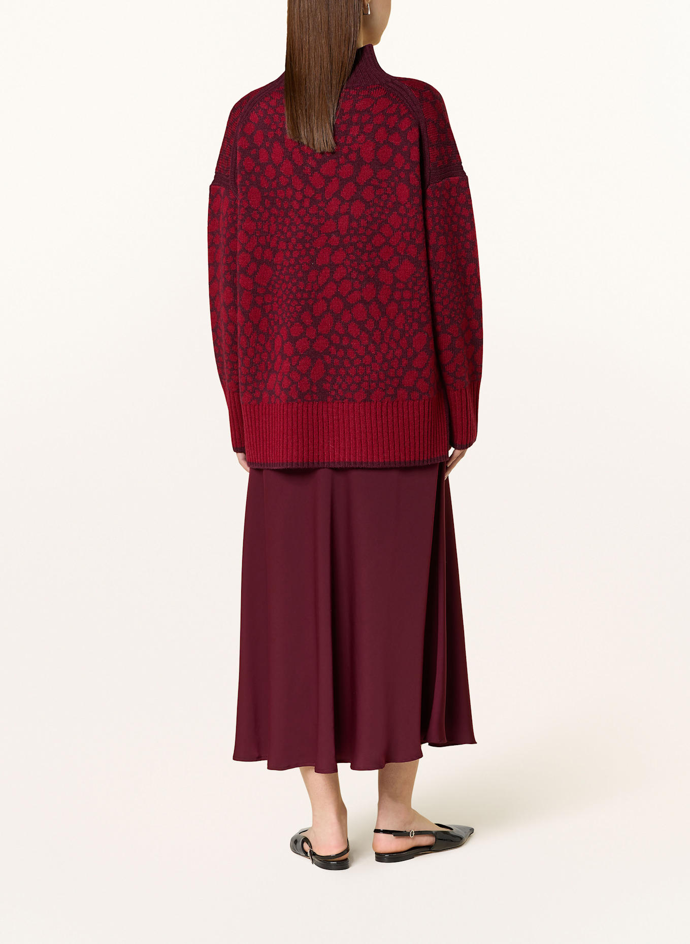 MARC AUREL Jacquard-Pullover: DUNKELROT / ROT