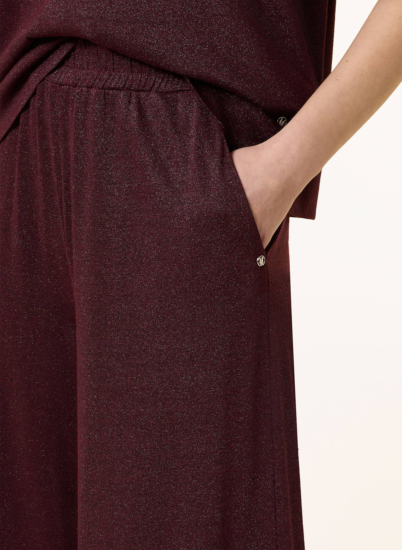 MARC AUREL Wide leg trousers with glitter thread: DARK RED