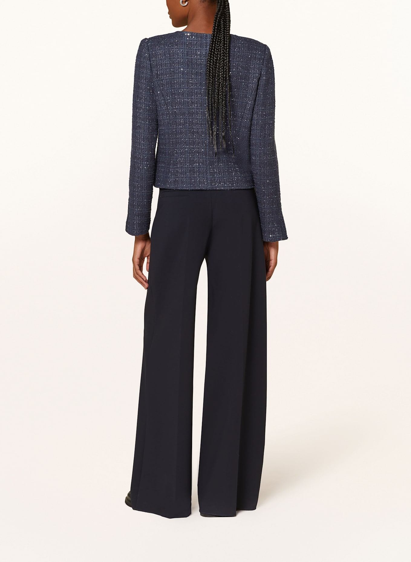 EMPORIO ARMANI Tweed-Blazer mit Pailletten: DUNKELBLAU