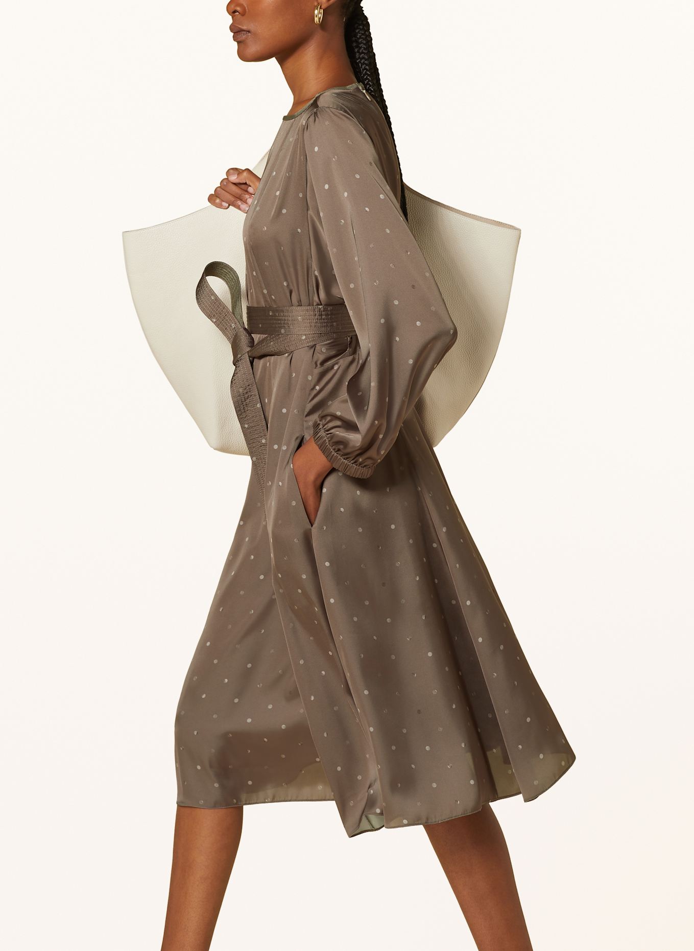 EMPORIO ARMANI Satinkleid: TAUPE