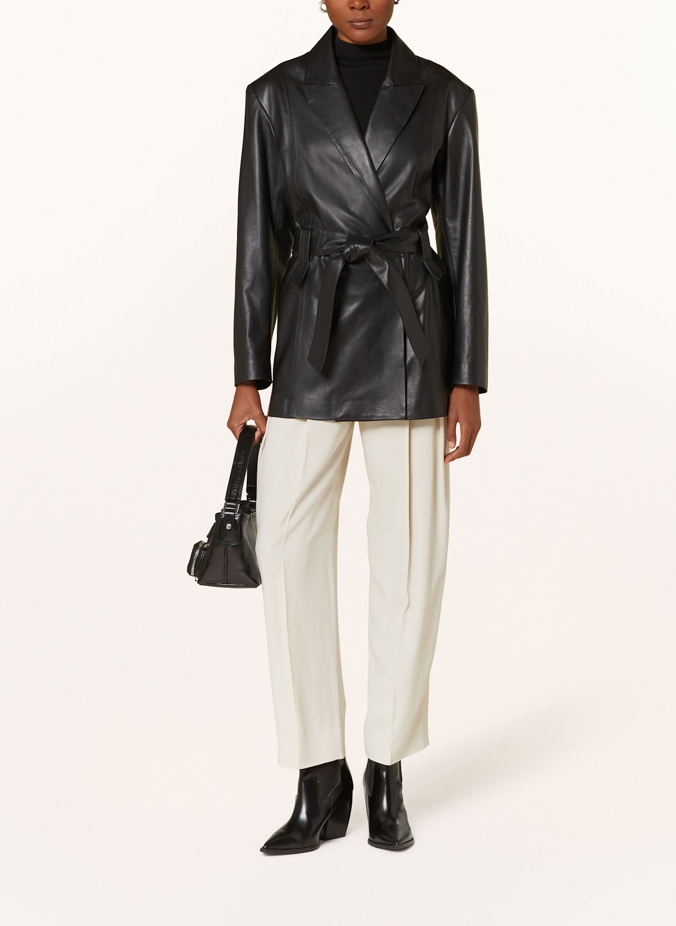 EMPORIO ARMANI Lederblazer: SCHWARZ