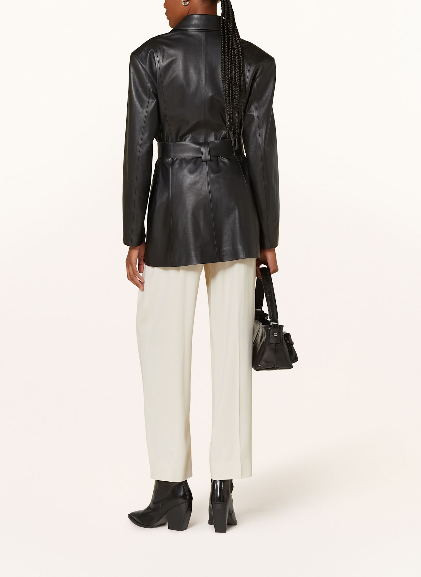 EMPORIO ARMANI Lederblazer: SCHWARZ